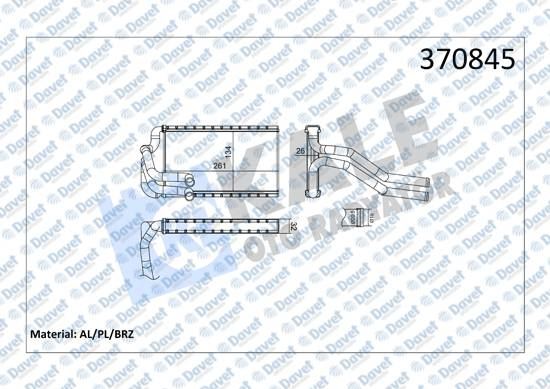 KALE 370845 Kalorifer Radyatoru Hyundai Tucson Borulu [Brazing] [134x261x26]
